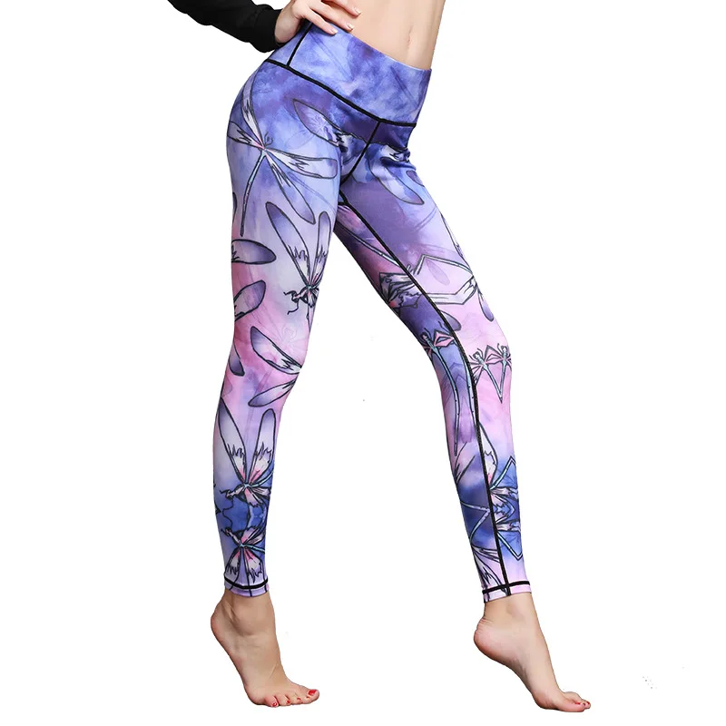 

Fitness Yoga Pants High Waist Sport Women Leggings Workout Gym Elastic Prints Long Tights for Running Tummy Control