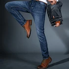 Джинсы мужские классические, мягкие брюки из денима, Байкерский стиль, черные
