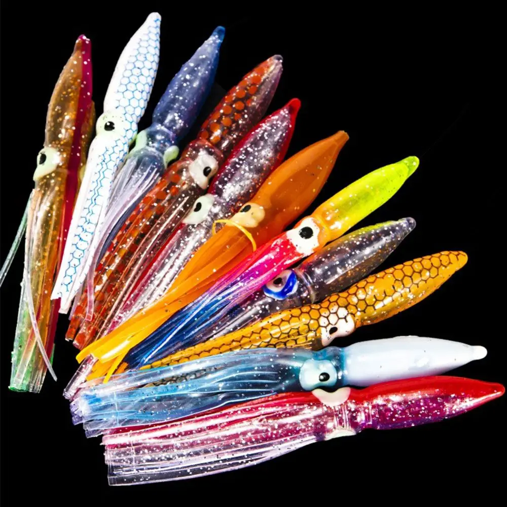 

Funny Bionic PVC Fishing Squid Skirts Lure Artificial Bait Lures 8cm Tuna Baits
