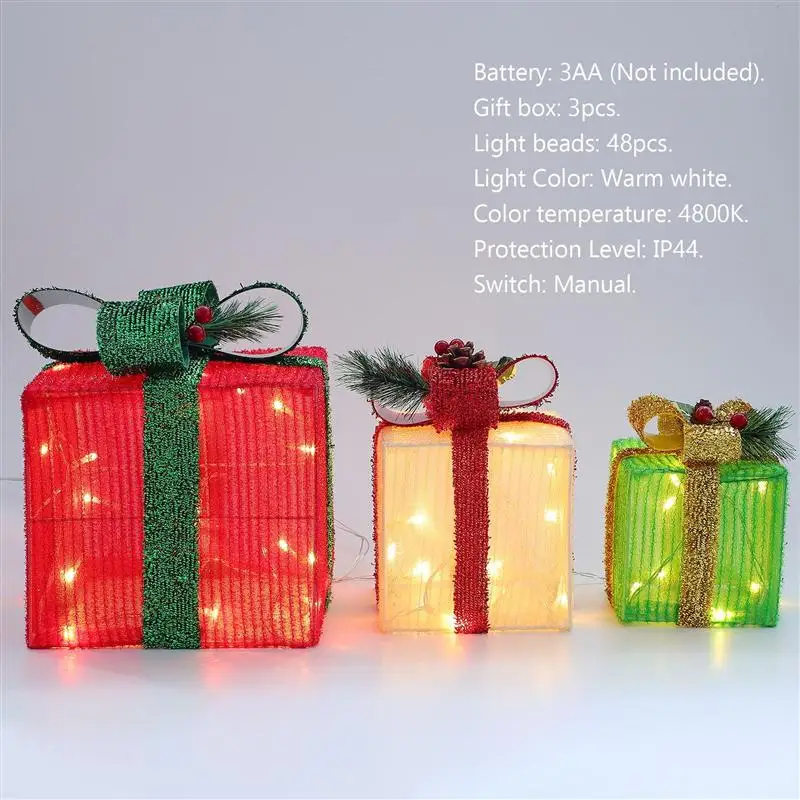 

Christmas Decorative Light Strings Creative 3 Gift Boxes Atmosphere Lamp String