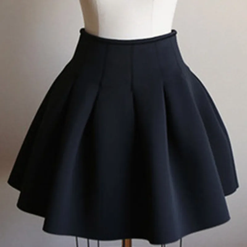 XFPV 2022 Autumn Winter New Arrivals Korean Solid Color Pleated Fluffy A-line Woolen High Waist Short Skirt Female SM956 | Женская
