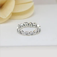 100 925 sterling silver pan ring new heart connected hot shape fashion simple ring for women wedding party fashion jewelry