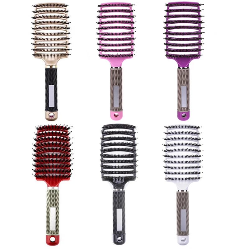 

Huiyun Hot Hair Brush Boar Bristle Scalp Massager Comb Nylon Women Wet Curly Tangle Brushes Salon Detagling Hairdressing Styling