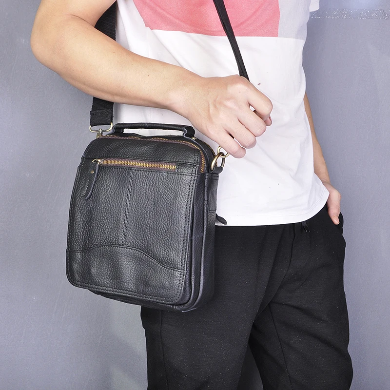 

Качественная натуральная кожа, Мужская модная повседневная сумка-тоут, дизайнерская сумка через плечо, сумка через плечо, 8 дюймов, планшет ...