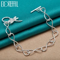 doteffil 925 sterling silver ot buckle dragonfly pendant bracelet chain for women fashion charm wedding engagement party jewelry