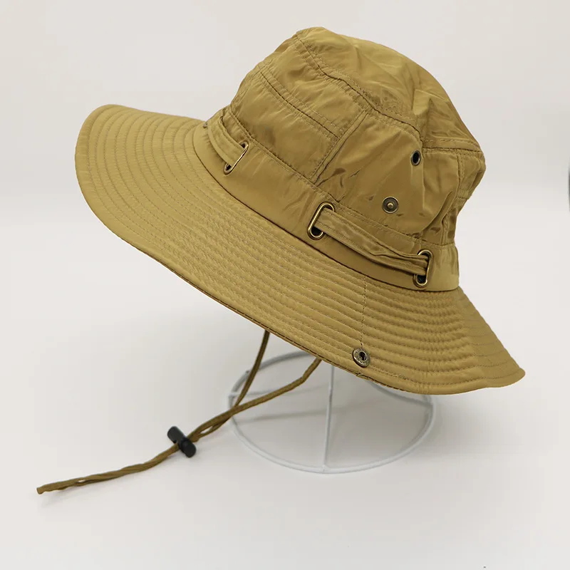 

Summer unisex cotton large brim sun beach hat solid bucket hats