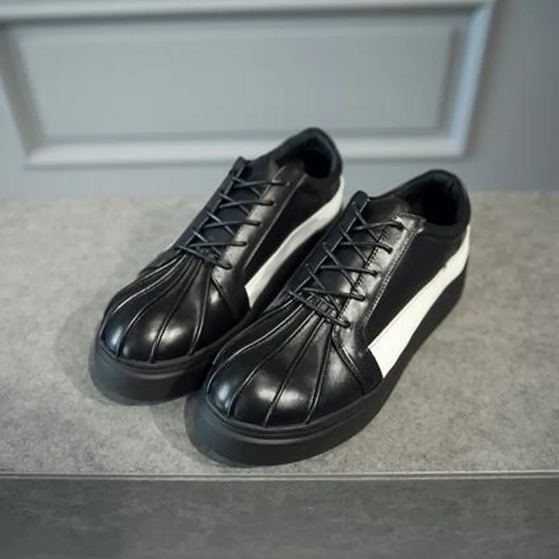 Кроссовки мужские из натуральной кожи на шнуровке толстой подошве | Обувь