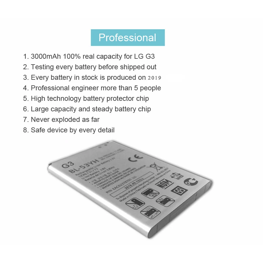 Оригинальный аккумулятор PINZHENG для мобильного телефона LG G3 D855 D850 D858 D859 F460 VS985 BL53YH
