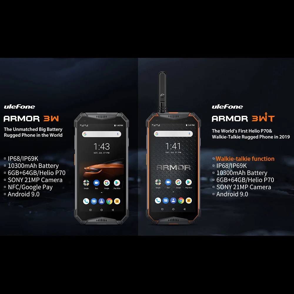 Ulefone Armor 3WT 6 ГБ 64 Гб прочный телефон 5,7 дюймов водонепроницаемый 10300 мАч 21 МП Восьмиядерный Android 9,0 NFC 4G глобальная версия смартфона