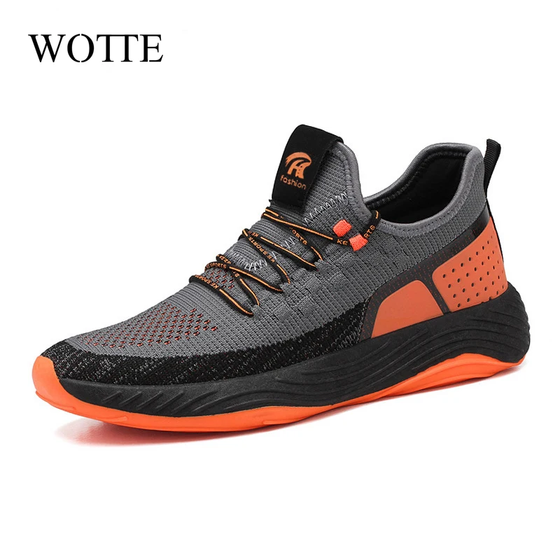 

WOTTE New Men Sneakers Mens Shoes Portable Breathable Running Shoes Large Size Sneakers Outdoor Walking Jogging Casual Shoes