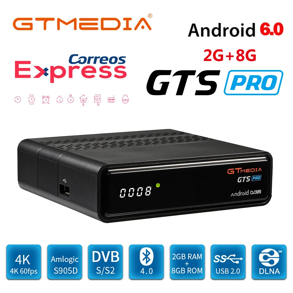 GTMEDIA GTS PRO Android 4K 3D коробка цифра спутниковый телевизионный ресивер DVB S2 2G 8G Декодер