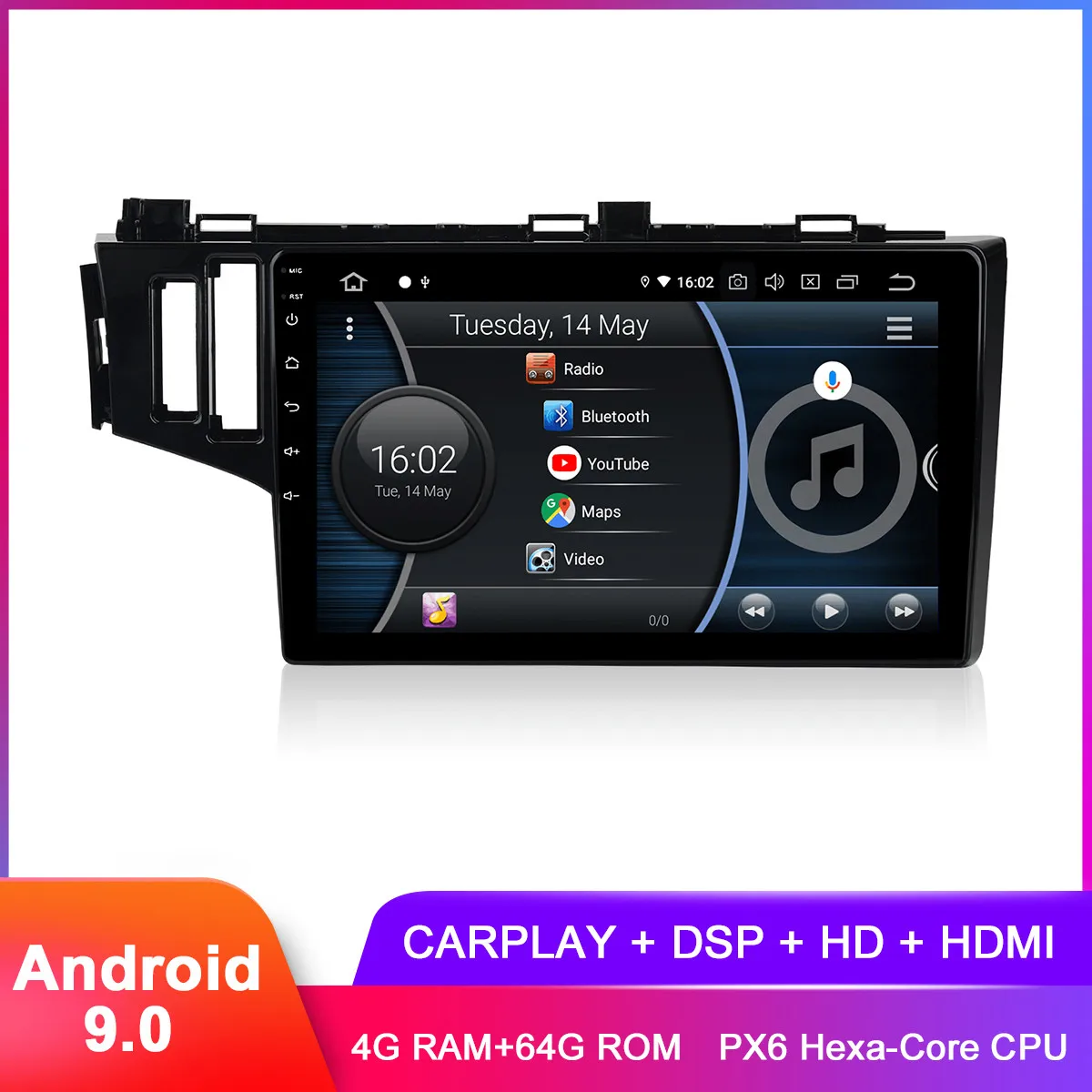 10.2&quot IPS Android 9.0 Car Stereo For Honda Fit Jazz 2013+ Carplay Radio FM WiFi GPS Navigation BT 5.0 DSP Audio Video Headunit |