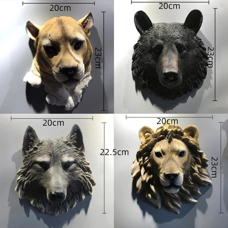 

Lion Bear Leopard Wolf Animal Head Living Room Decoration TV Wall Statues Room Bedroom Home Decor Interior Decoration Pendants