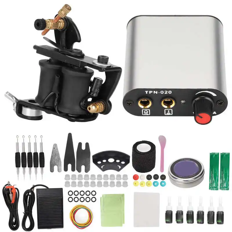 8 Wraps Tattoo Coil Machine Kit Longer Copper Wire Precise Tattoos 90‑265V Power Supply with Black Practice | Красота и здоровье