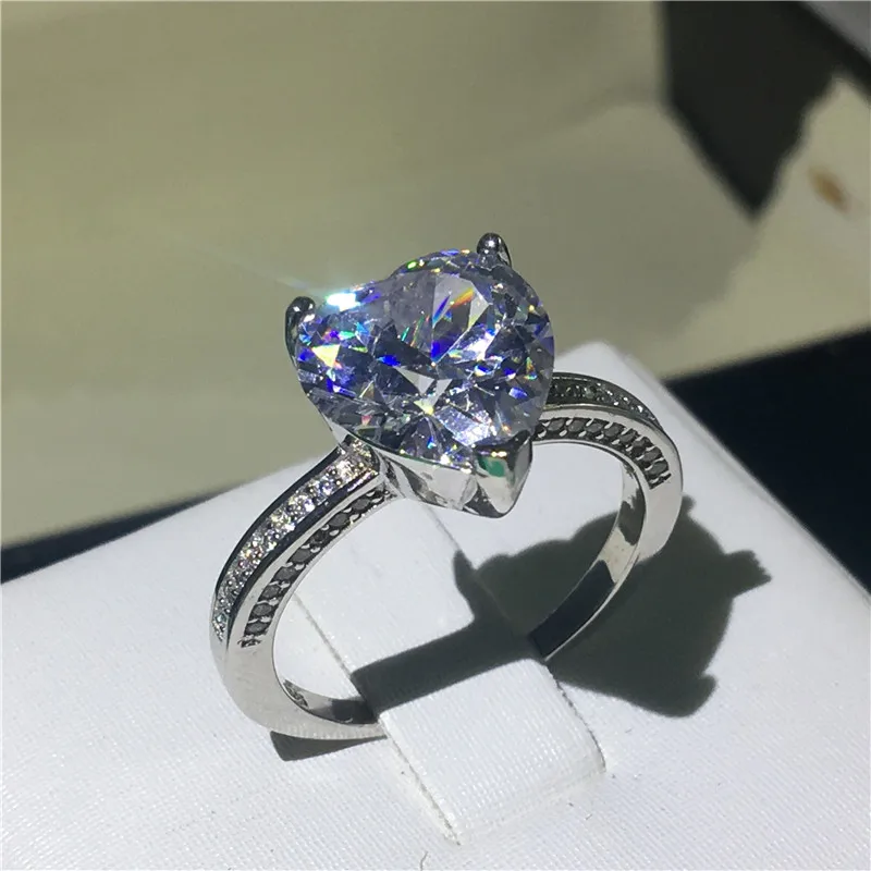 Choucong классический кулон в форме сердца кольцо из стерлингового серебра 925 пробы