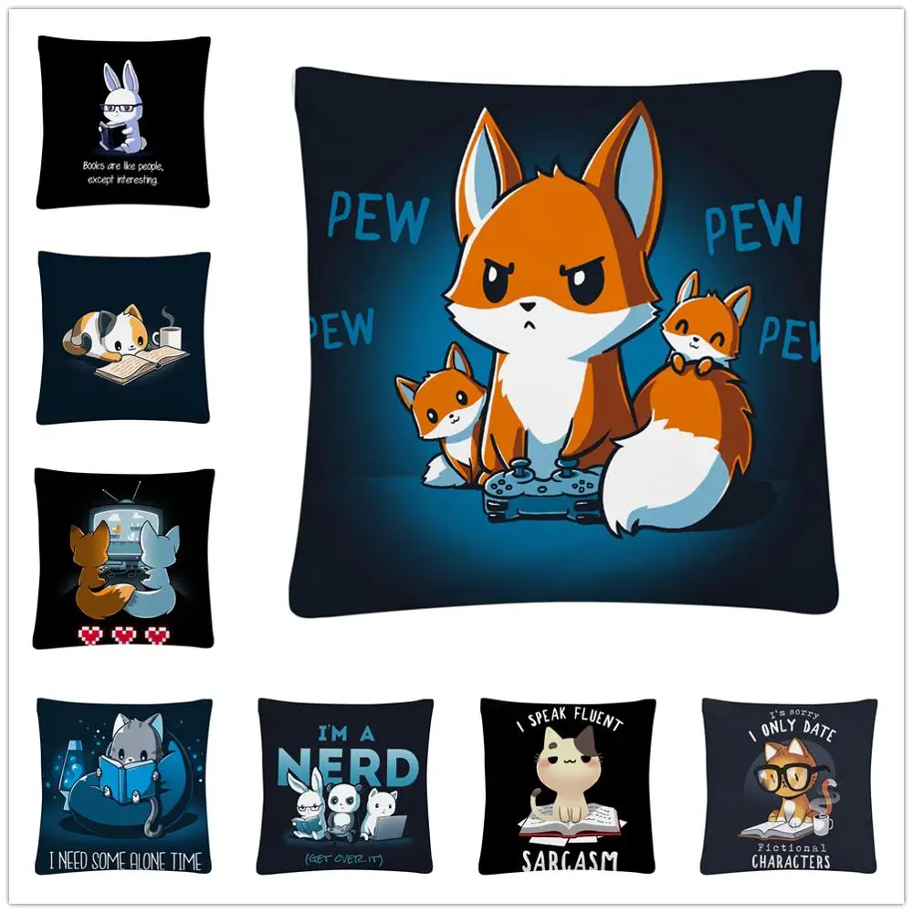 

Мягкая короткая плюшевая наволочка с рисунком животных для чтения/игры, 45 х45 см