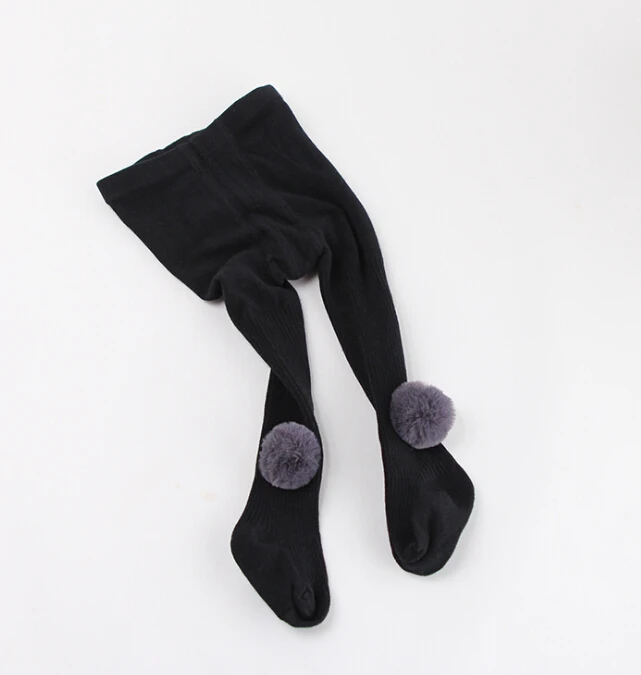 Хлопковые чулки с помпоном для маленьких девочек удобные длинные облегающие на