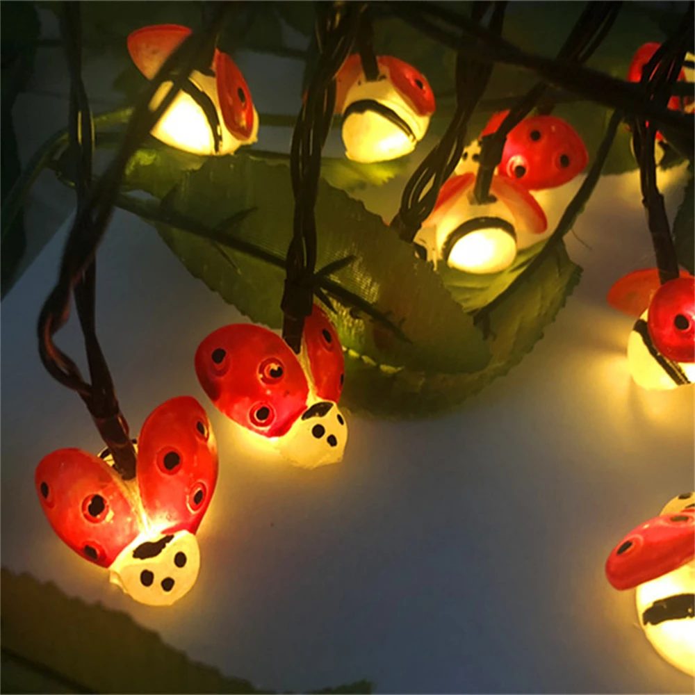 

5m 20leds 6.5m 30leds Solar Ladybug String Lights Outdoor Fairy LED Lamp for Wedding Christmas Festival Party Garland Decoration