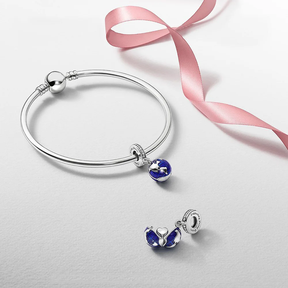 

925 silver Charm Stars moon Sparkling CZ Beads Fit Original Pandora bracelet necklace for women Couple gift