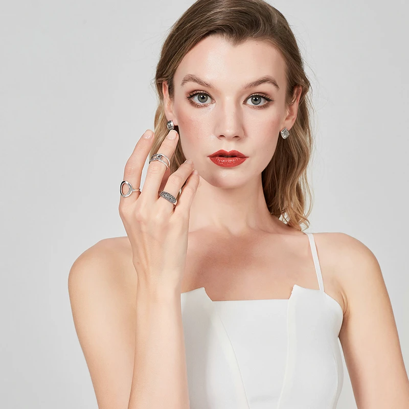 Mytys бриллиантовое кольцо с регулируемым размером полые круглые геометрические