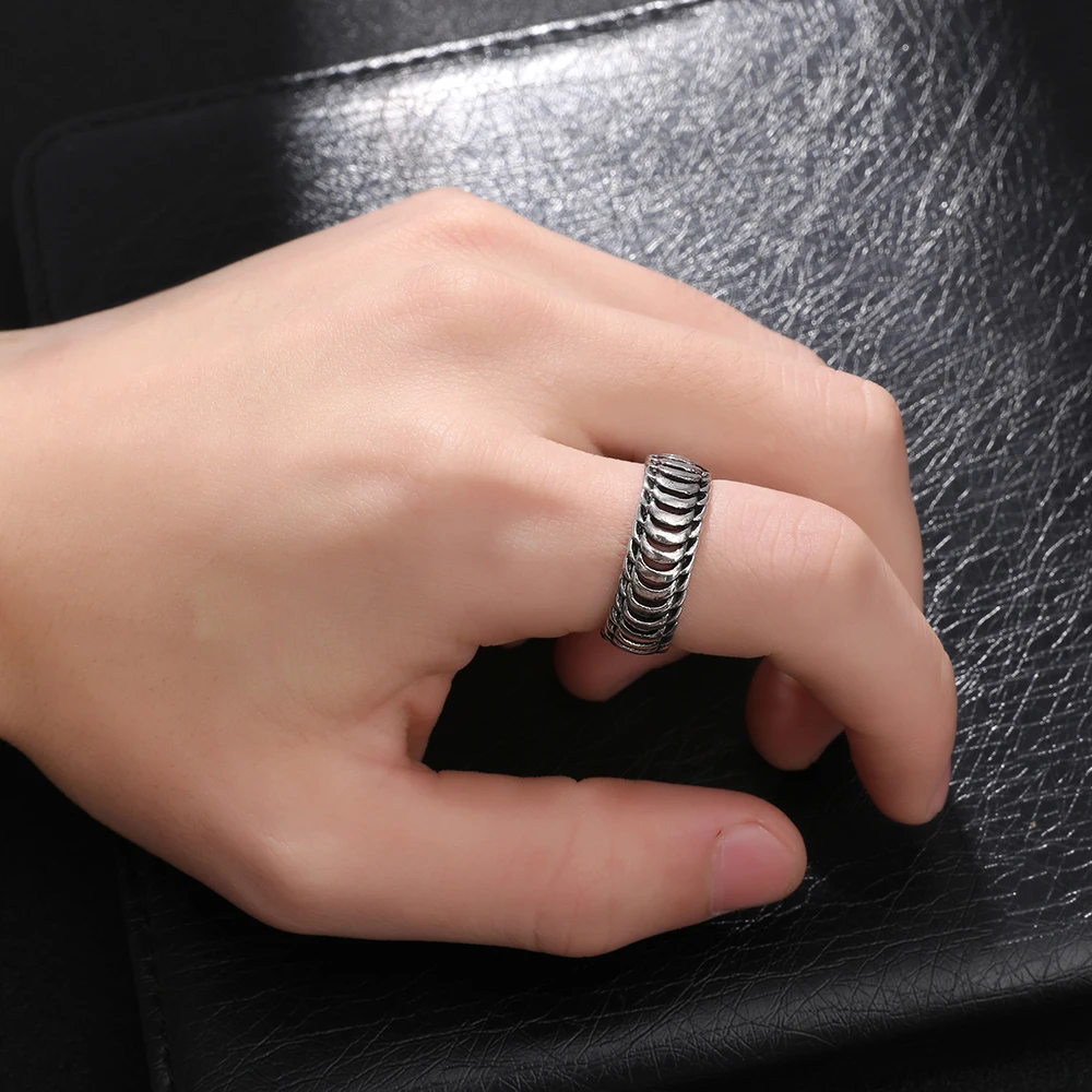 Мужское кольцо Будды на палец с звеньем цепи узором в виде колец ювелирные