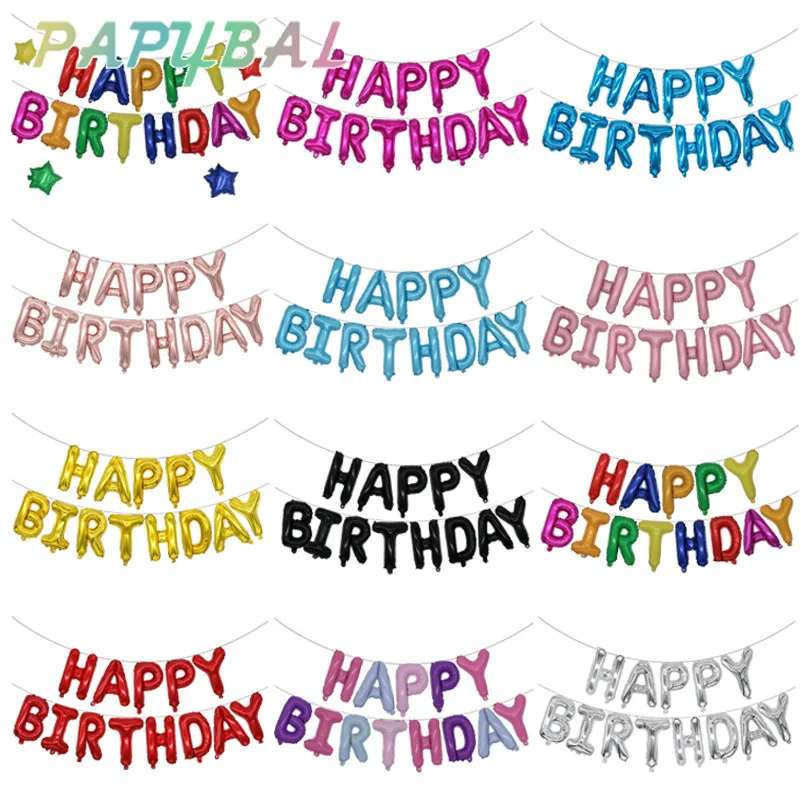 

13Pcs Happy Birthday Balloons Foil Letter Balloon Birthday Party Decorations Kids Adult Birthday Balloons Alphabet Balloons set