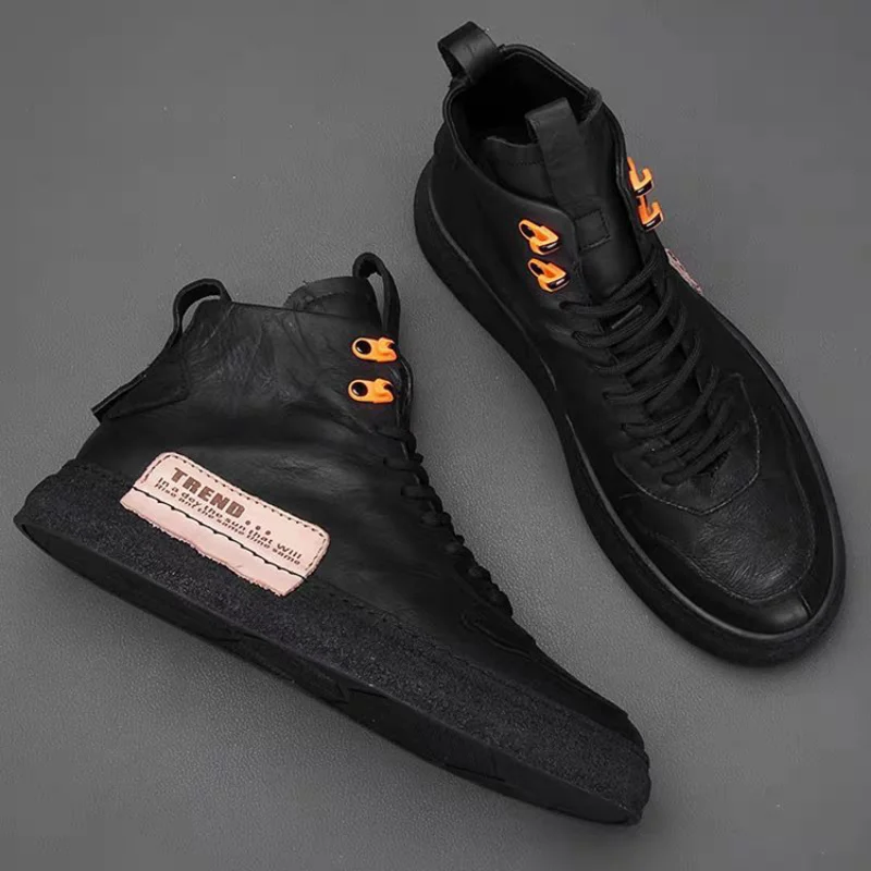 

Men's Casual Shoes, Handmade Sports Shoes, Leather Breathable Formal Wear, Luxury Trend, All-match High-top Male Martin Boots