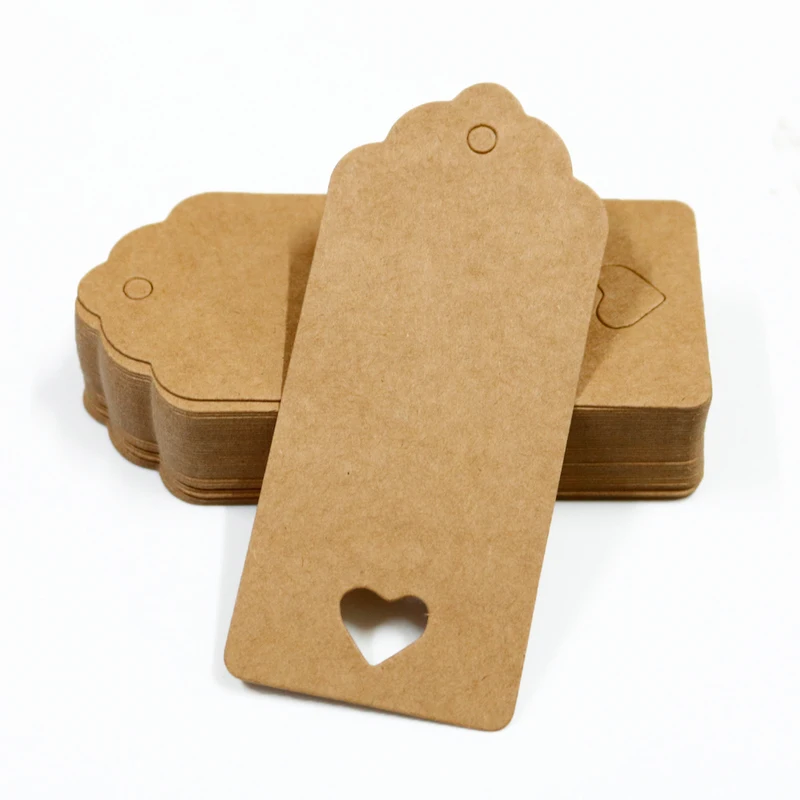 

300 шт. белого и коричневого цветов Чистая крафт-бумага упаковка бирки и символикой любящего сердца этикетки Рождество Новый год свадебные р...