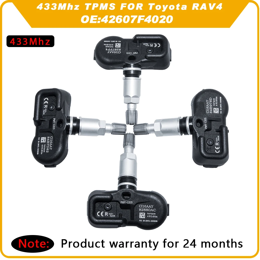

4pcs TPMS Tire Pressure Monitor Sensor 4260748020/42607F4020 433Mhz For Toyota C-HR 2016 2017 PMV-C215 Auto Accessories