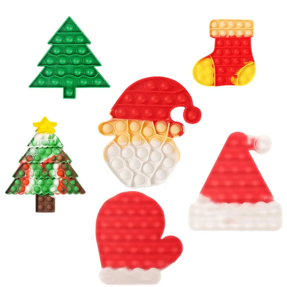 

Игрушки для снятия стресса, Рождественская серия, цветной Санта-Клаус, подавляющий пузырьки, доска для упражнений, развивающие игрушки