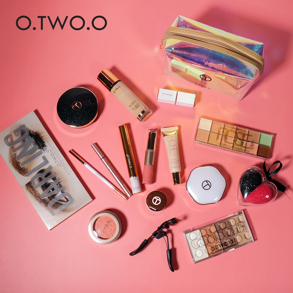 O.TWO.O 17 шт. полный набор макияжа с тональным кремом Румяна хайлайтер матовая губная помада Водонепроницаемая подводка для глаз Косметика для век комплект