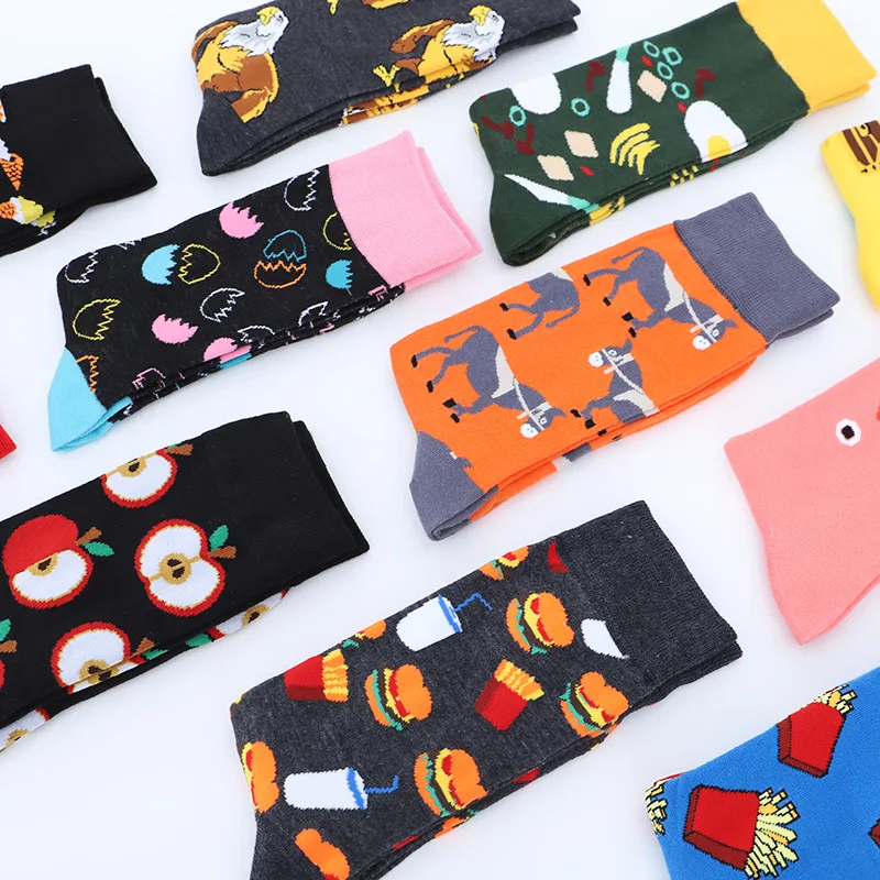 

Носки мужские в стиле Харадзюку, хип-хоп с сюрпризом из мультфильма, смешные разноцветные модные счастливые носки унисекс из чесаного хлопк...