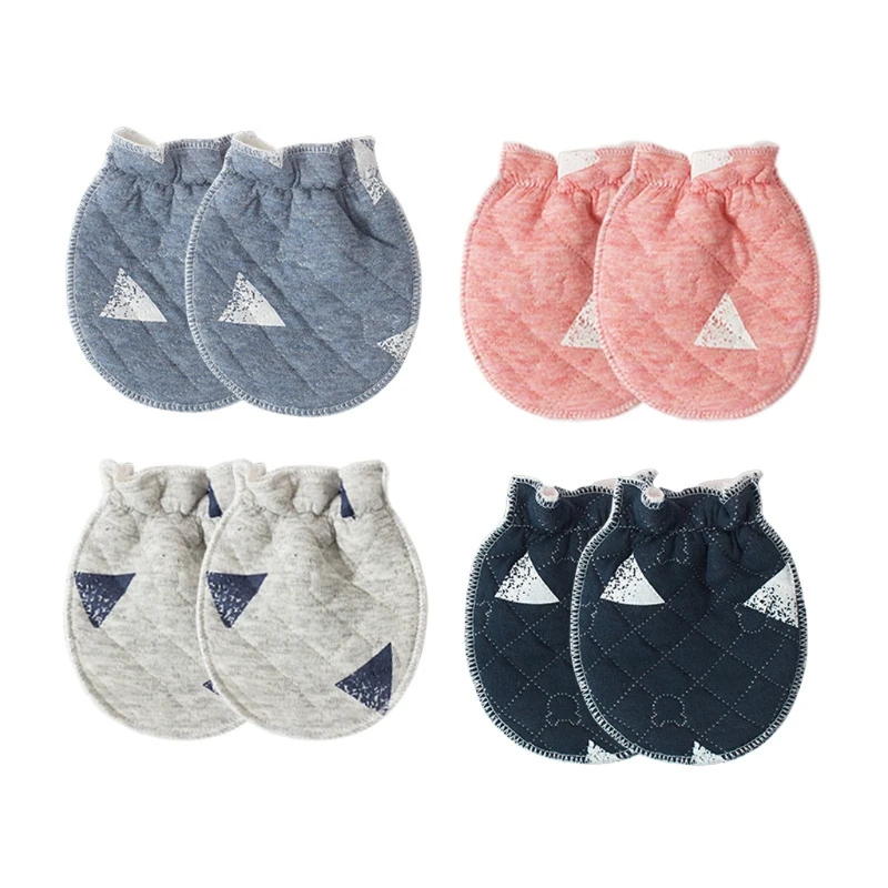 Conjunto de guantes de algod&oacute;n para beb&eacute; reci&eacute;n nacido, manoplas c&aacute;lidas para protecci&oacute;n facial, antiara&ntilde;azos, 4 par/set, Oto&ntilde;o e Invierno-1