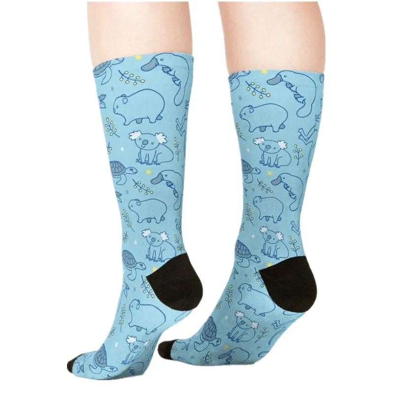 

2021 Women's socks kawaii Blue Butterfly Pattern Printed Socks Women harajuku Happy Funny Novelty cute girl gift Socks for women