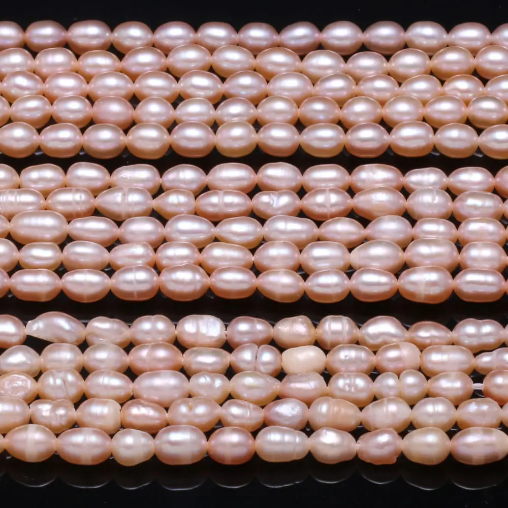 

Natural Freshwater Pearl Beads Rice Shape Punch Loose Beads for DIY Elegant Necklace Bracelet Jewelry Making Size 4-5mm