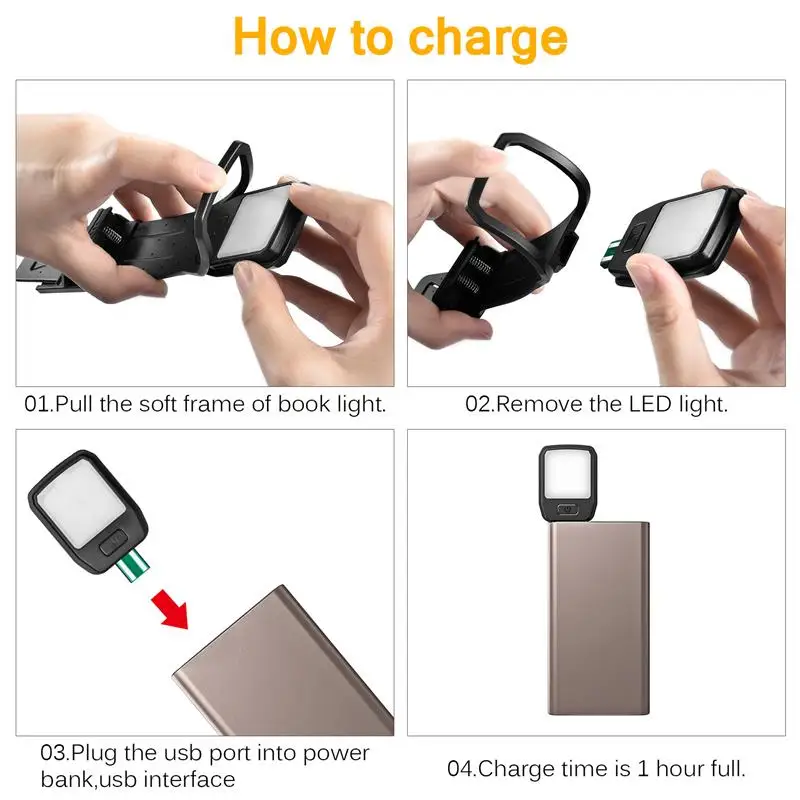 Портативный светодиодный лампа для чтения книг со съемным гибким зажимом USB перезаряжаемая лампа для Kindle/чтения электронных книг