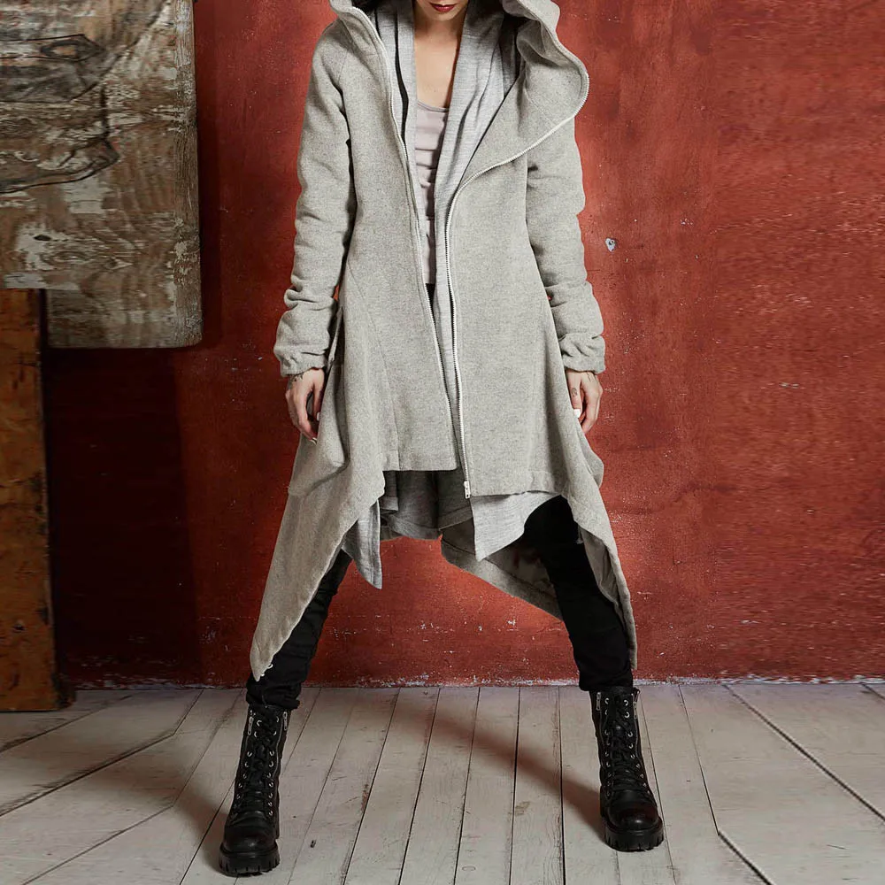 Куртка женская осенне-зимняя повседневная толстовка на молнии Асимметричная