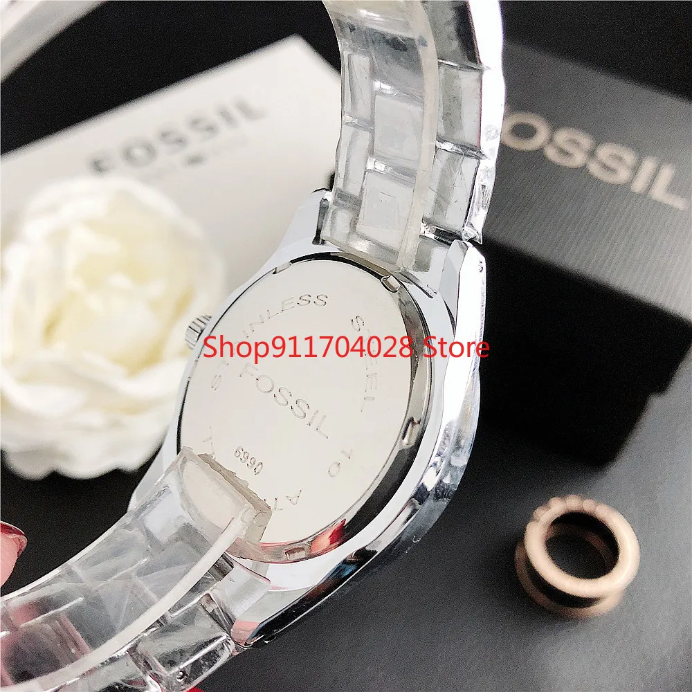 

2021 Fossil- Quartz Wrist Dress Women Watches Silver Bracelet Ladies Watch Stainless Steel Clock Casual Watch