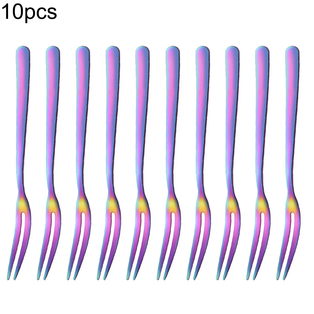 

10pcs Forks Stainless Steel Fruit Cake Wedding Party Set Gifts Reusable