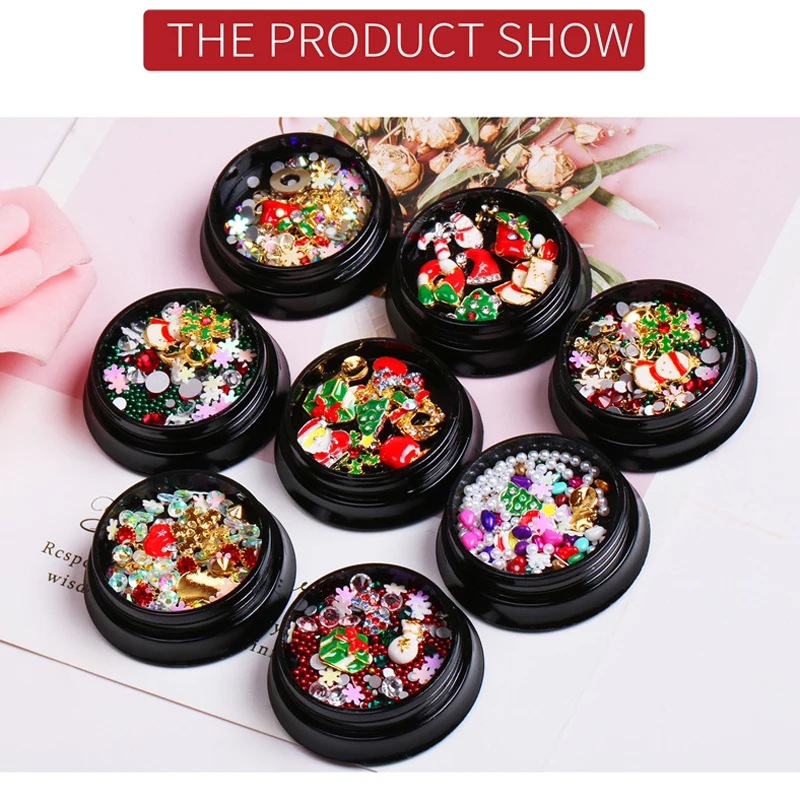 Рождественские украшения для ногтей в коробке Рождественская 3D елка маникюра