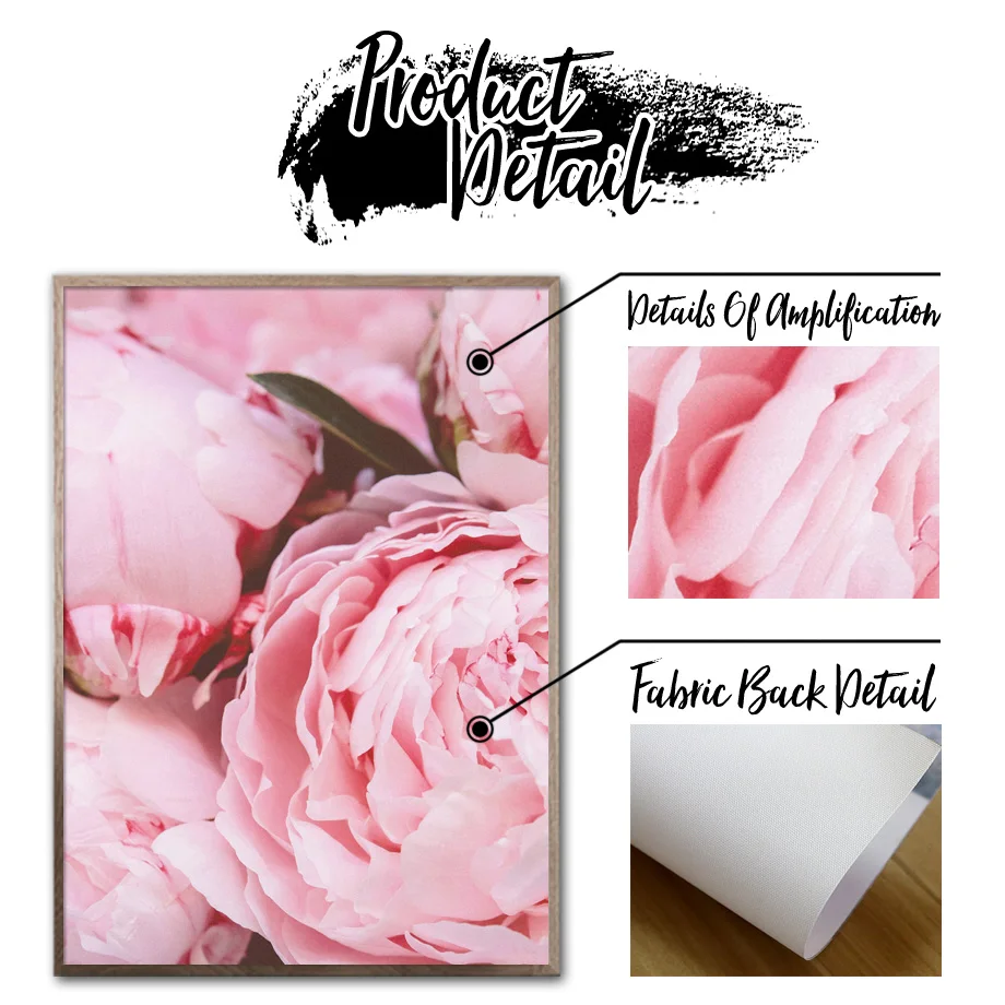 Розовый цветок розы вдохновляющие любовь художественная стена с цитатой холст