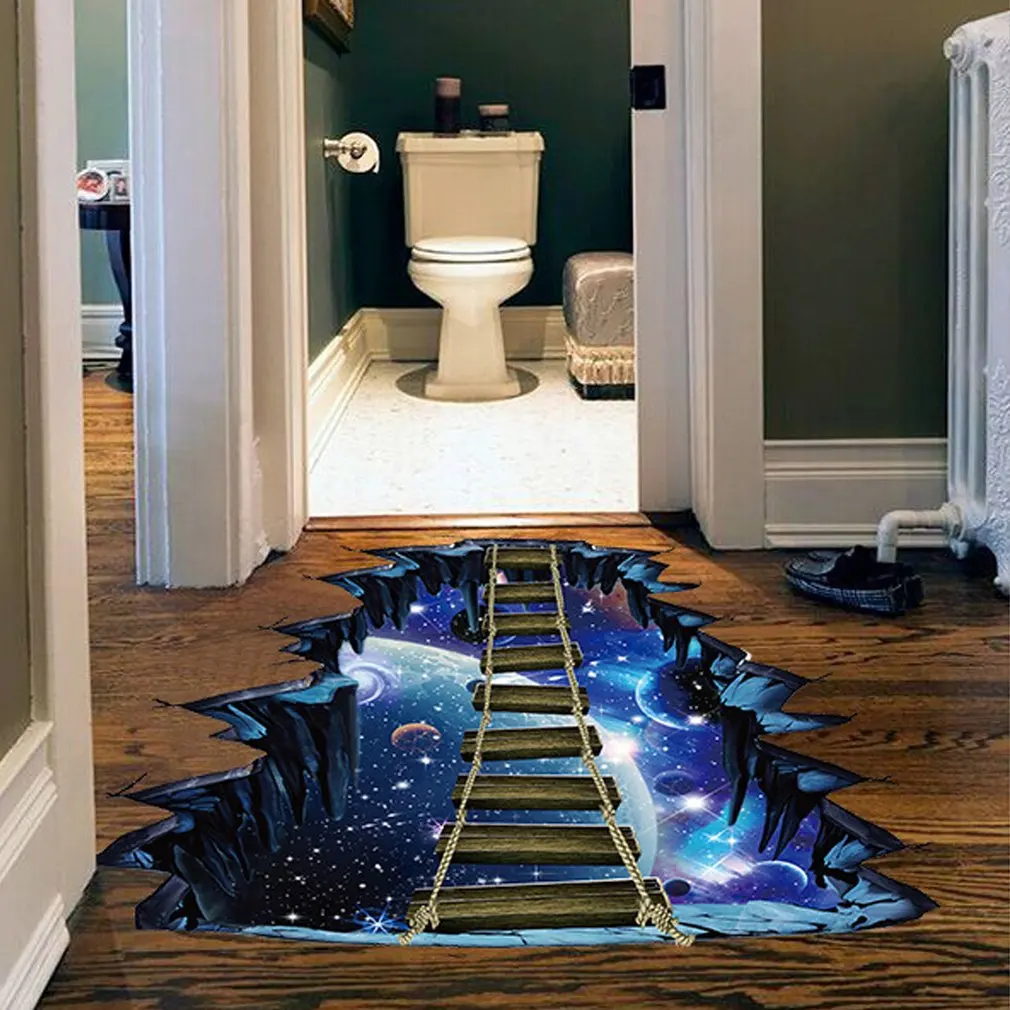 3D наклейки на стену креативная Вселенная планета подвесной мост ПВХ Съемная