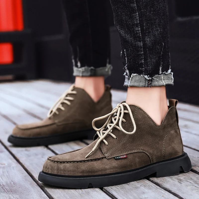 

Men winter Boots Autumn Waterproof genuine Leather Shoes Men's Ankle Boots outdoor Lace Up Man Shoes plush warm snow boots a4