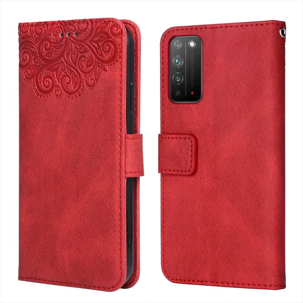 Для Huawei Honor X10 цветок тиснение чехол TEL-AN00a TEL-AN10 6,63 'кожаный чехол-книжка с откидной крышкой для Huawei X10 крышка