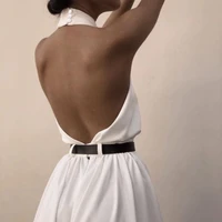 2021 halter wide leg backless white skinny rompers sexy bodycon summer jumpsuit women overalls womens jumpsuit lady long pants