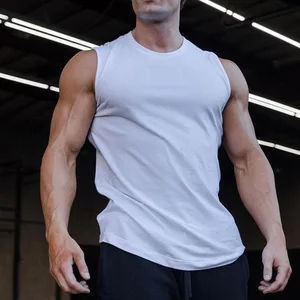Майка мужская для спортзала, брендовая облегающая хлопковая рубашка без рукавов для бодибилдинга и фитнеса, для воркаута