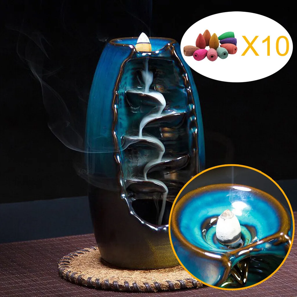 Керамический обратный поток для благовоний ручной работы в горной реке водопад