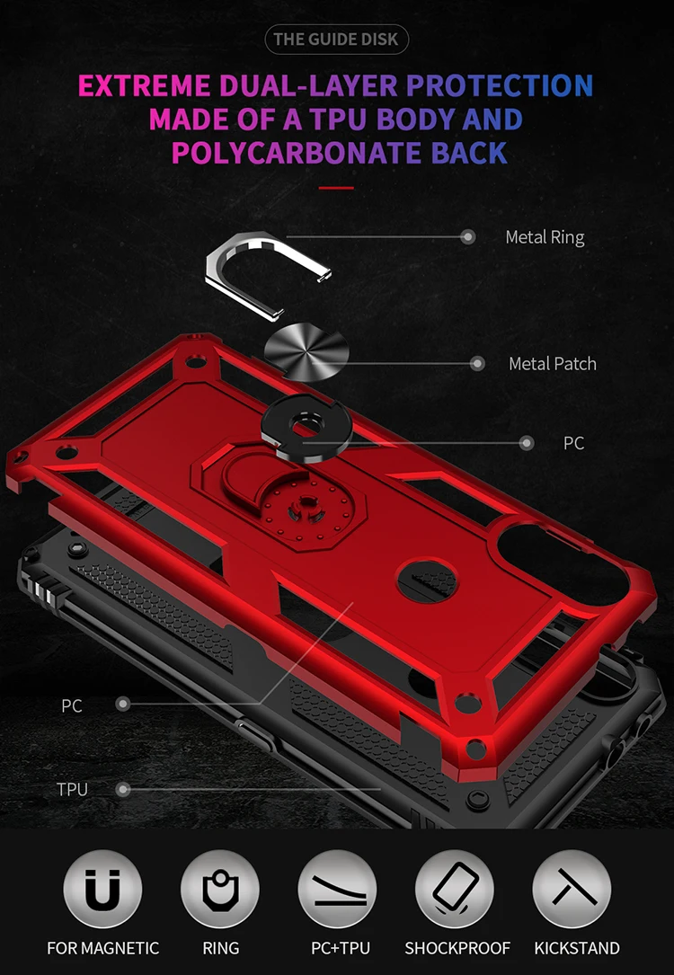 

Phone Case For LG K30 K40 K50 K60 K12 K10 Q60 X415 X410 X4 K50S K51 Q51 K31 Plus 2018 2019 Shockproof Armor Ring Holder Cover