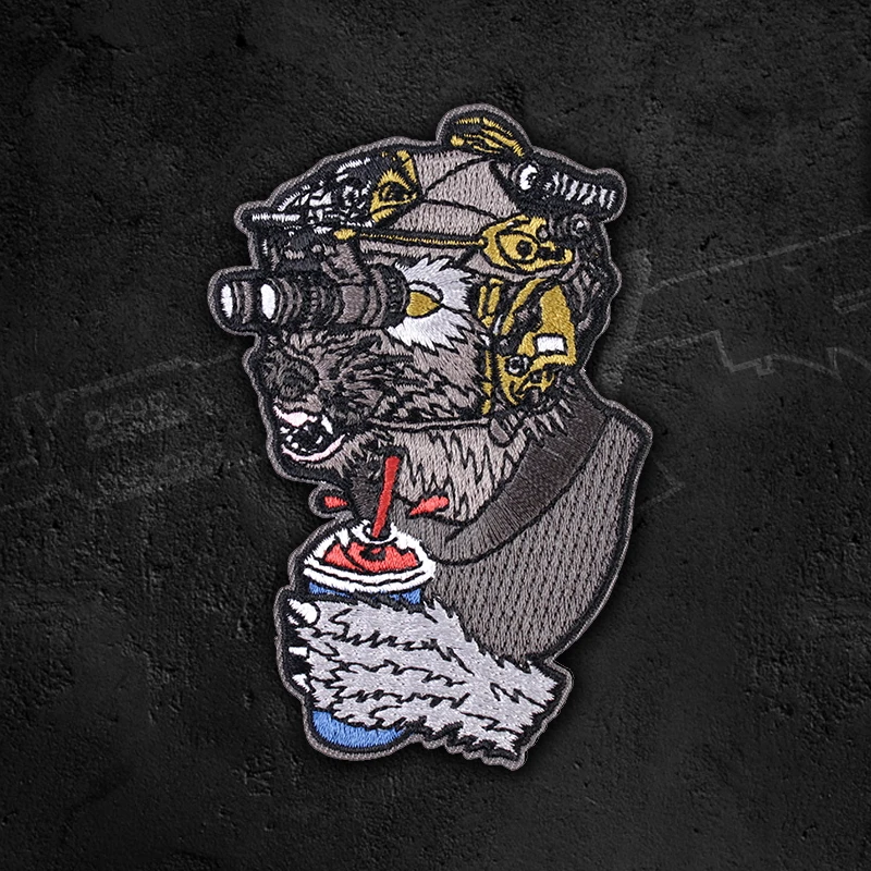 Вышитая нашивка волка для напитков механический шлем сланцевый волк тактическая