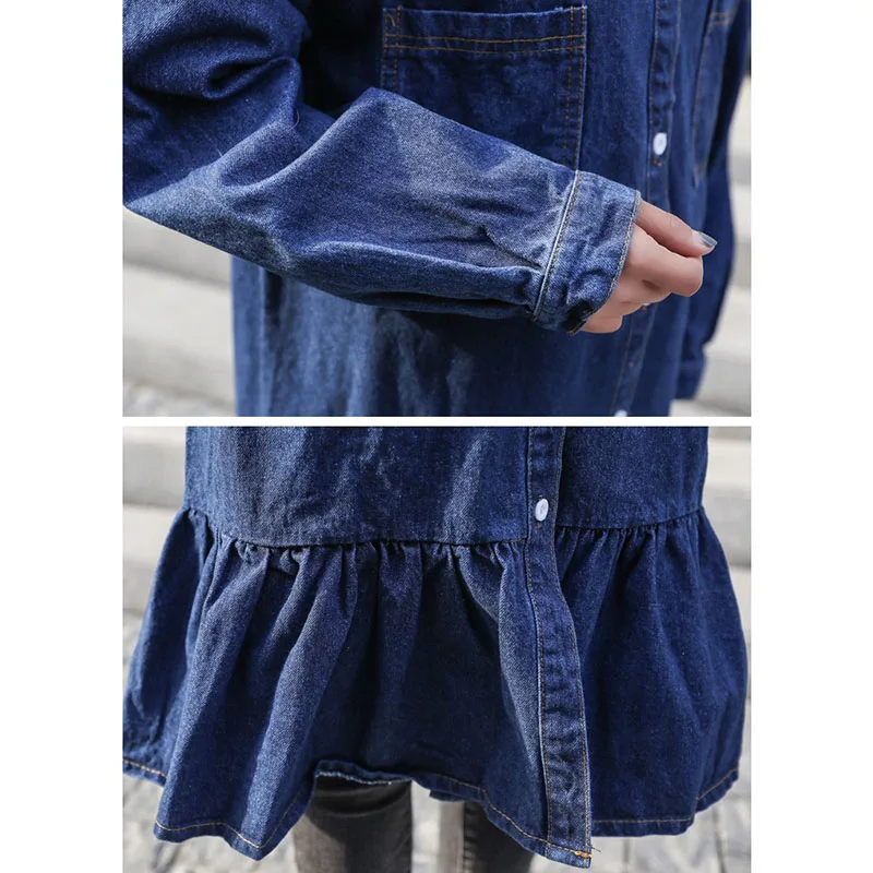 Женское платье Новинка весна осень джинсовый Тренч женские платья размера плюс